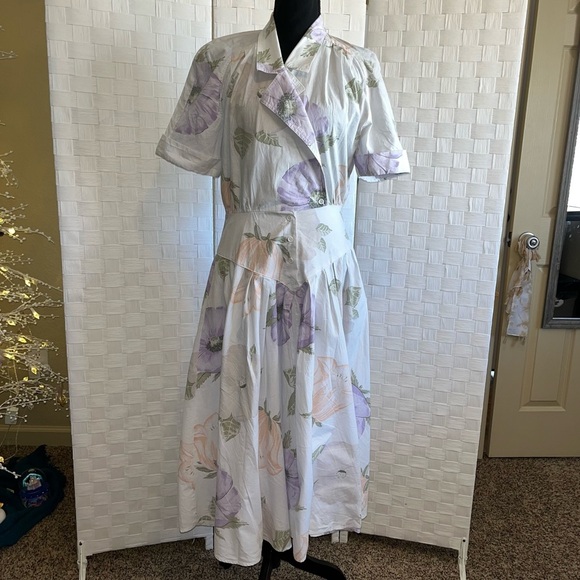 Vintage Carol Anderson Women’s Pastel Floral Button Front Midi Dress Size 13 - Picture 7 of 14